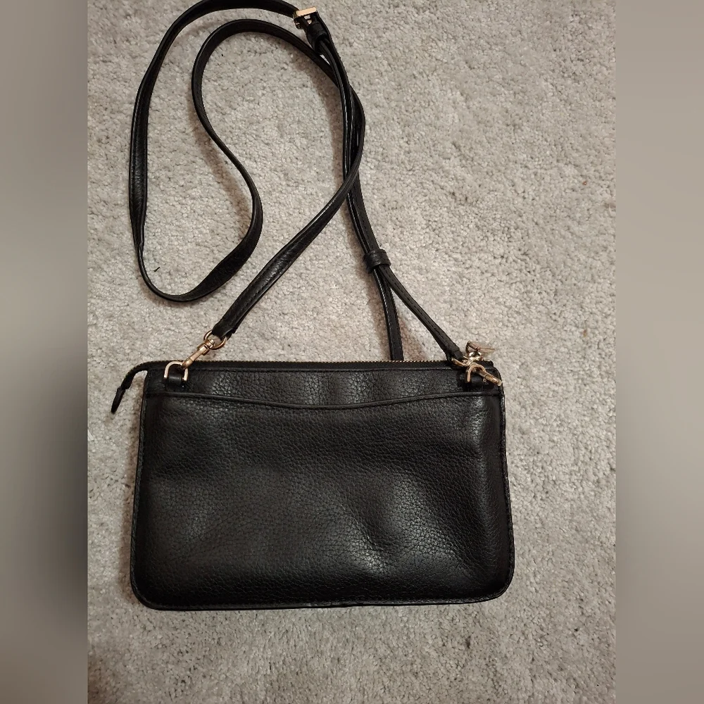 Kate Spade Leila Small Flap Black Pebbled Crossbody Bag - Picture 2 of 6